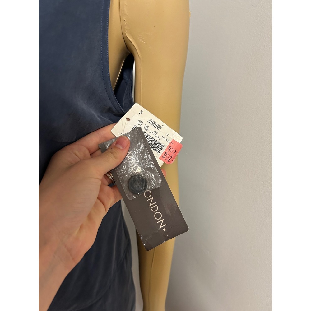 Maggy London Blue Faux Suede Button Front Shift Dress Sleeveless Sz 4 NWT - Picture 2 of 6